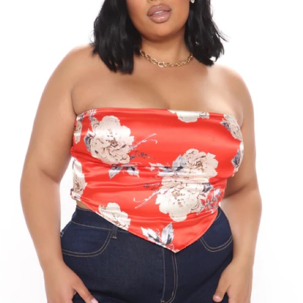 Fashion nova plus satin handkerchief top